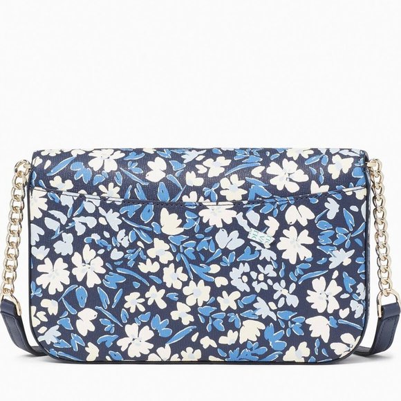New Kate Spade Kristi Shoreside Floral Print Flap Crossbody Blue Multicolor - Picture 3 of 5